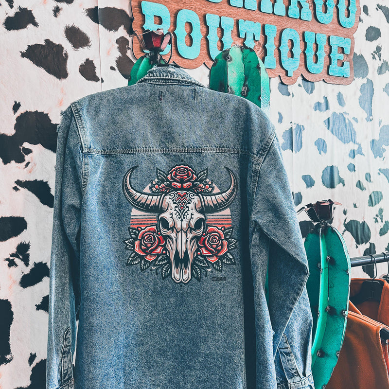 Skulls and Roses Denim Shirts