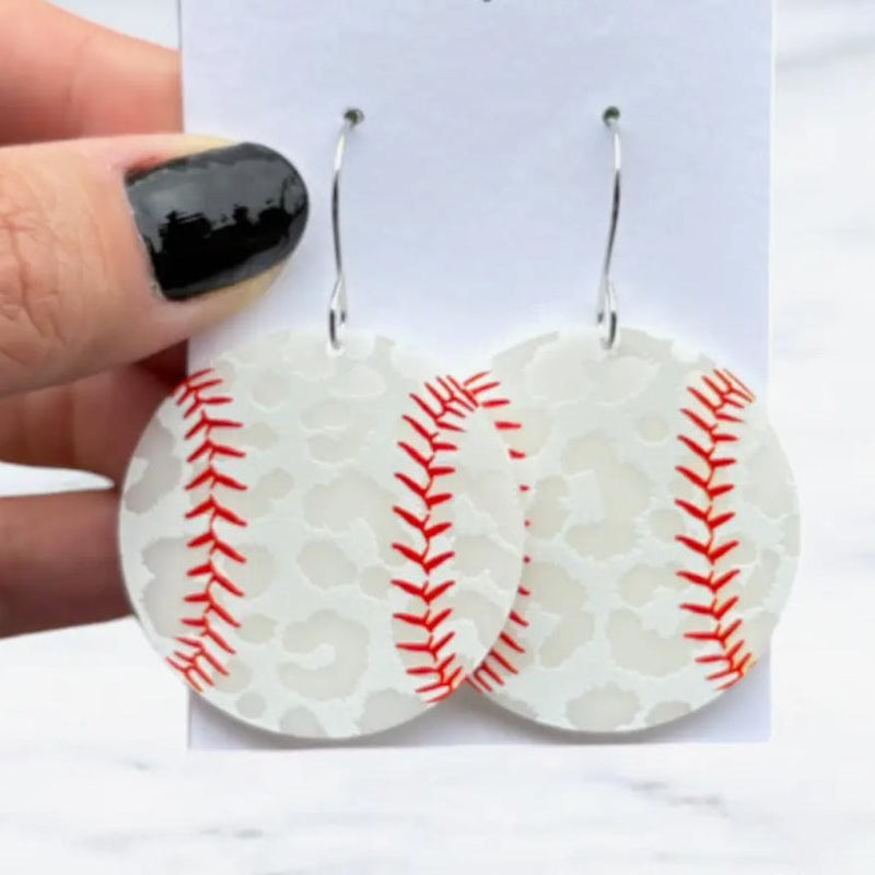 Leopard Baseball Earrings