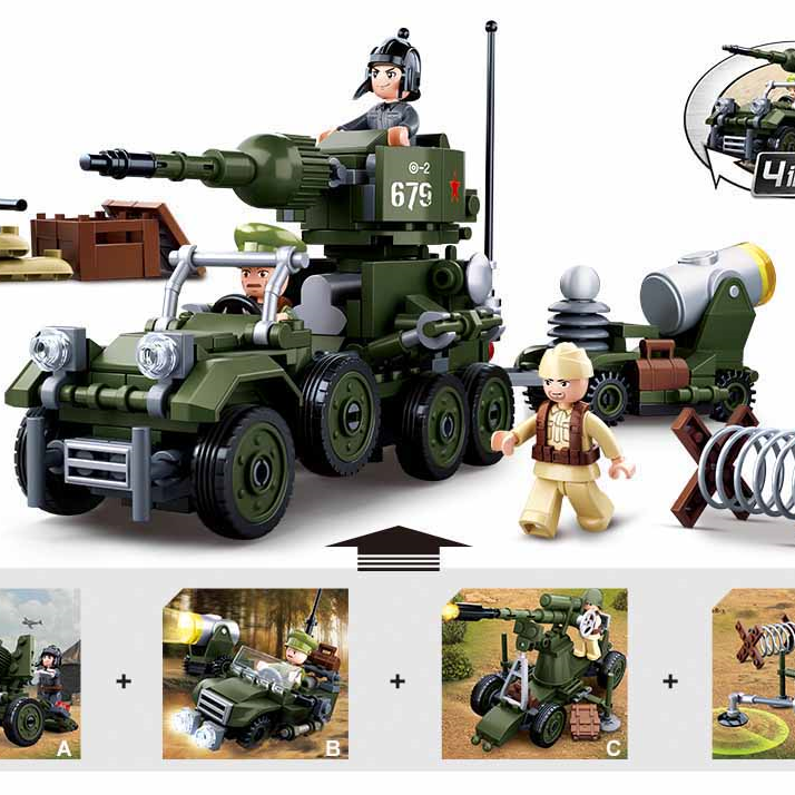 WWII 4-in-1 Army Half-Track Building Brick Set