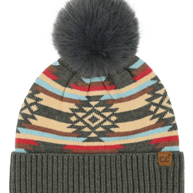 C.C Aztec Pom Beanie