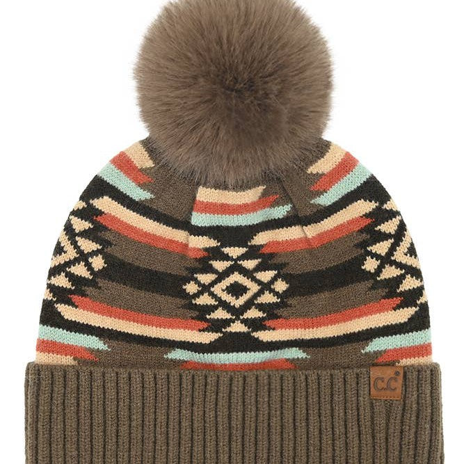C.C Aztec Pom Beanie