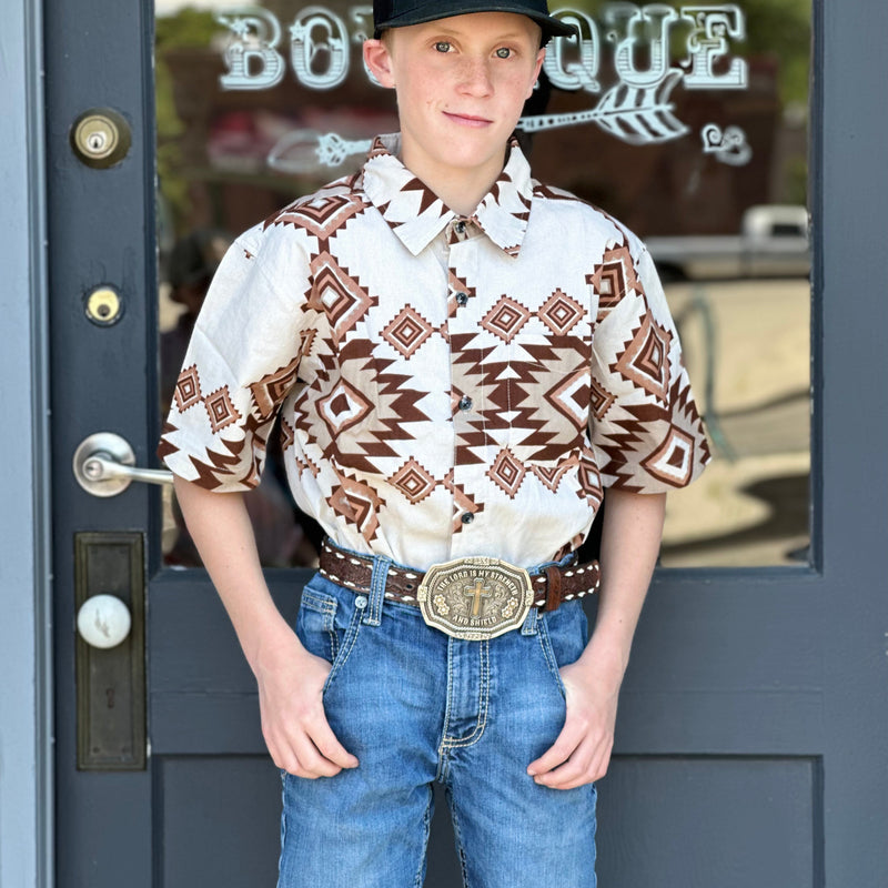 Natural Aztec Button Up