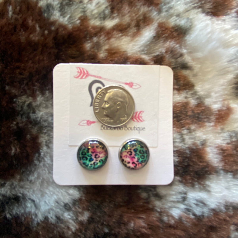 Colorful Leopard Studs